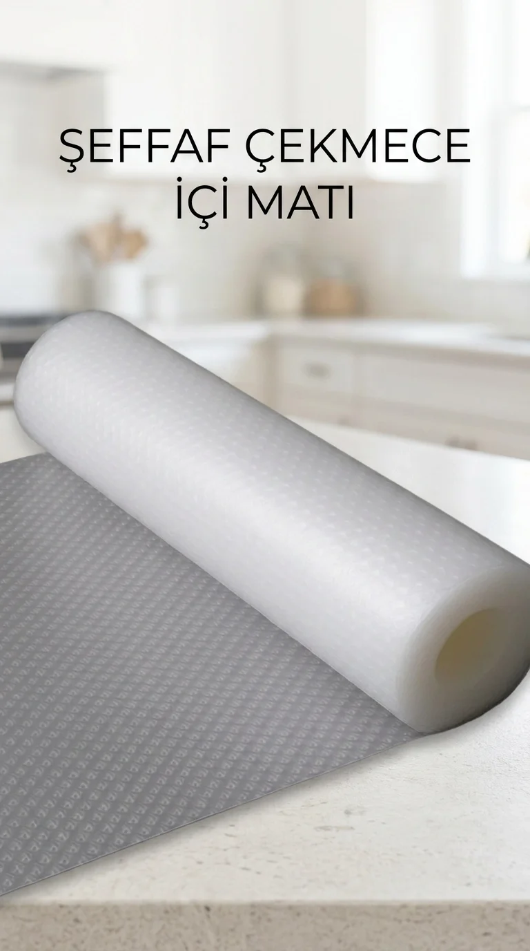 Şeffaf Kaydırmaz Raflık Koruyucu Pvc Dolap İçi Çekmece Örtüsü 45x300cm