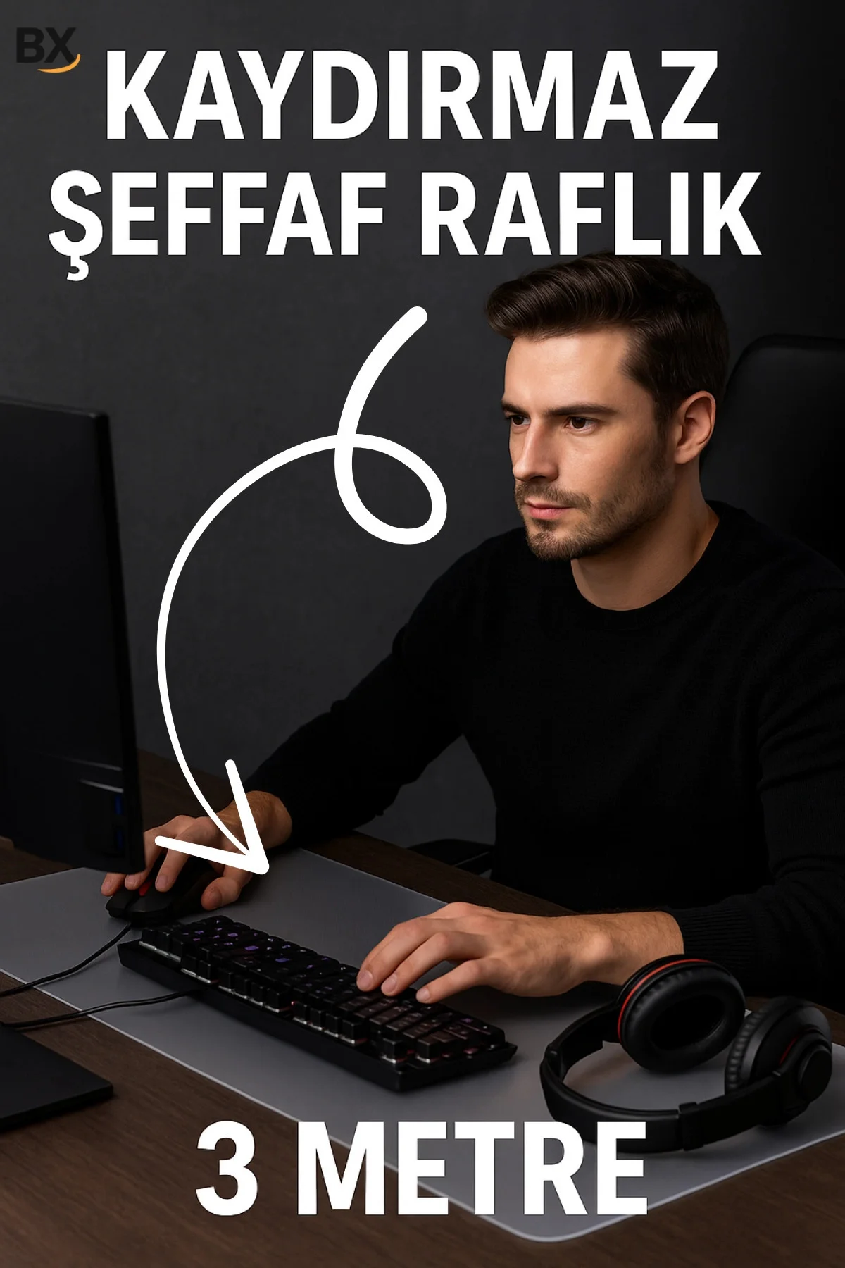 Şeffaf Kaydırmaz Raflık 45X300 Cm Dolap İçi, Çekmece Ve Buzdolabı