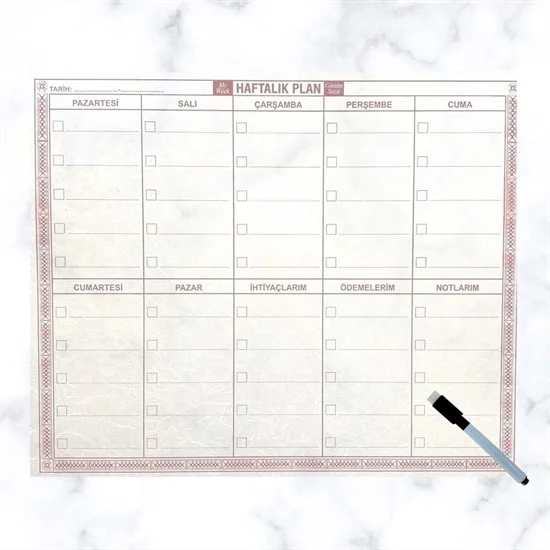 Şeffaf Kendiliğinden Yapışkanlı Kalemli Haftalık Planlayıcı 40cm-50cm Bx40 Fiyatı, Yorumları ve Özellikleri