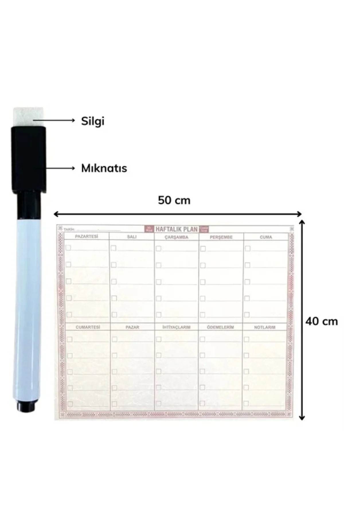 Şeffaf Kendiliğinden Yapışkanlı Kalemli Haftalık Planlayıcı 40cm-50cm Şeffaf Kendiliğinden Yapışkanlı Kalemli Haftalık Planlayıcı 40cm-50cm