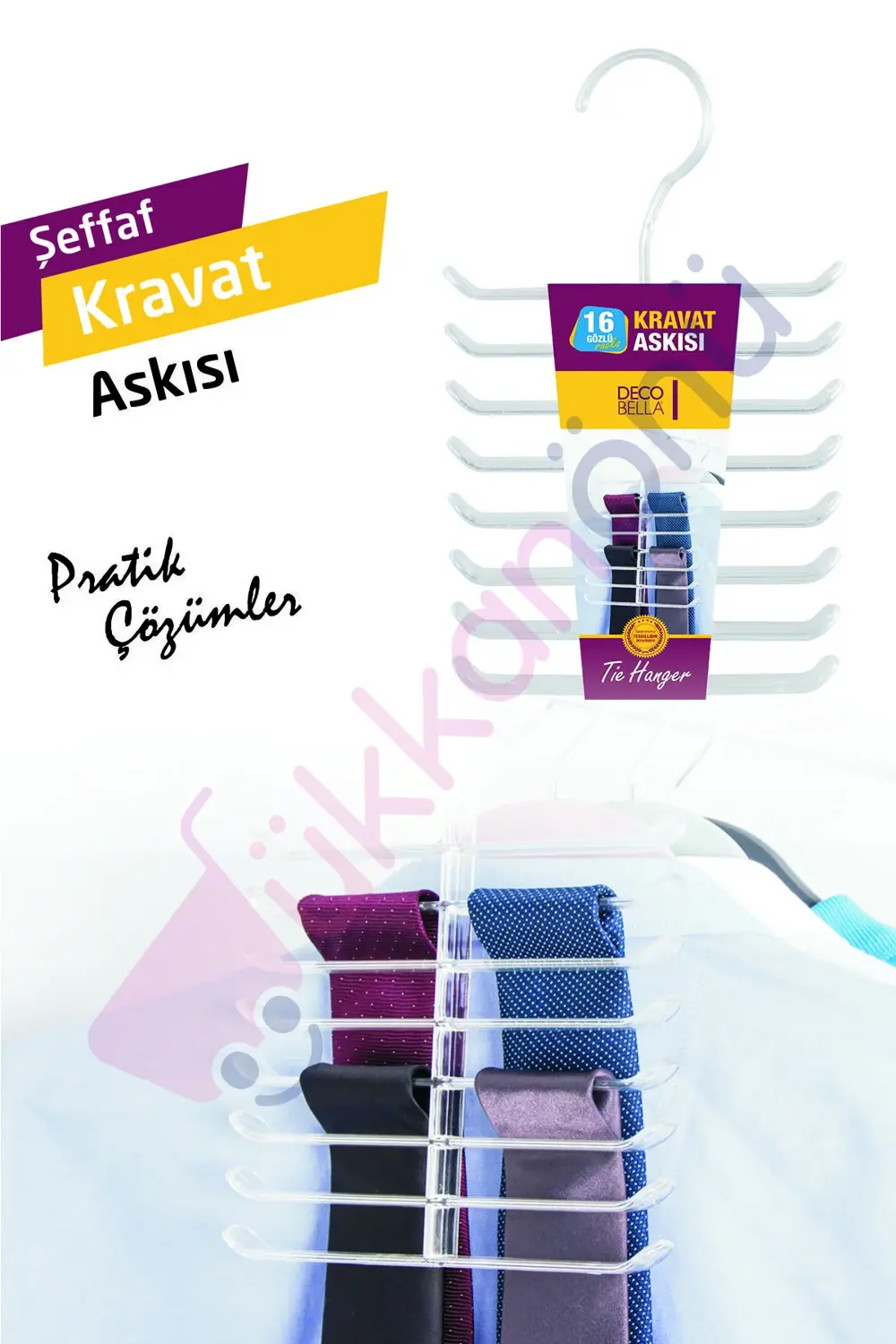 Şeffaf Kravat Askısı 16 Gözlü Kravat Düzenleyici