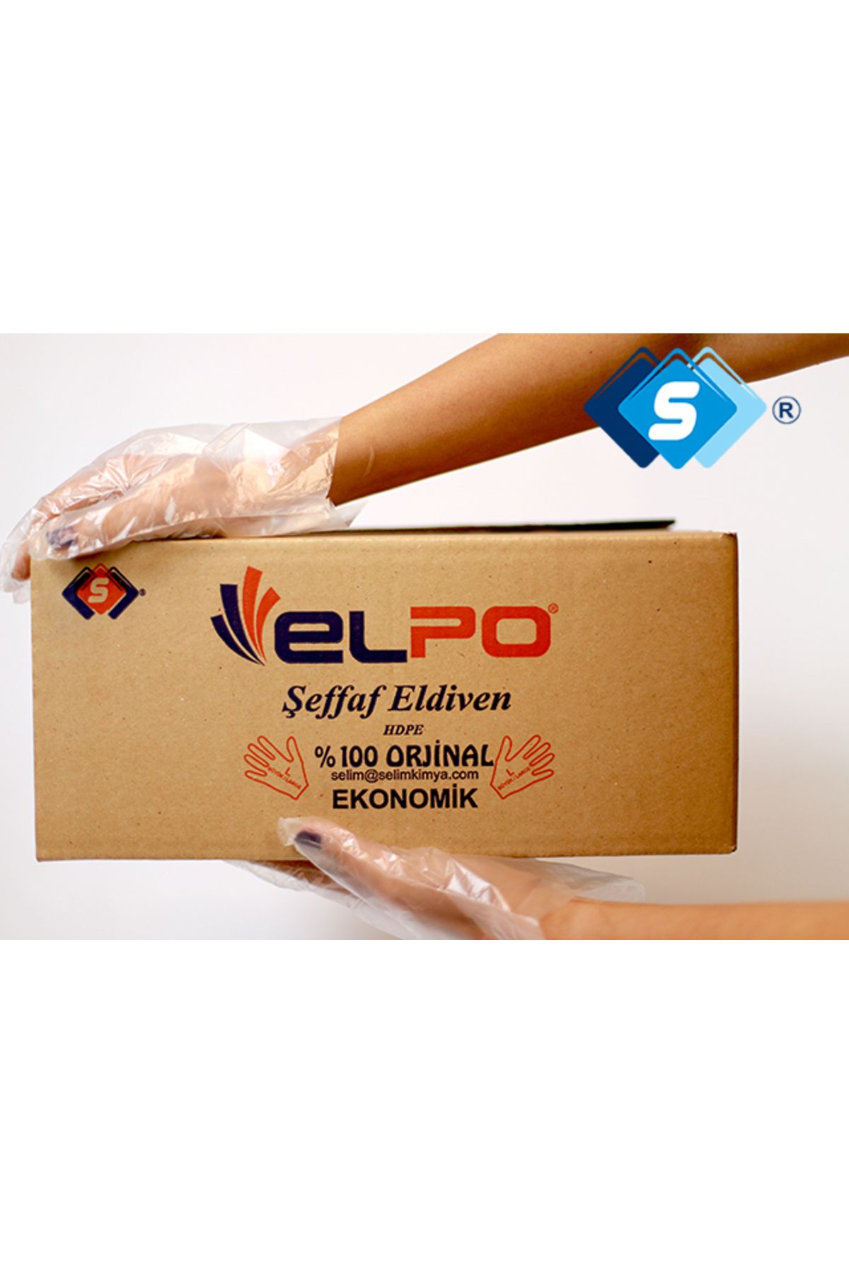 Elpo Şeffaf L Beden Poşet Eldiven 100 Paket (10.000 Adet) 1 Koli