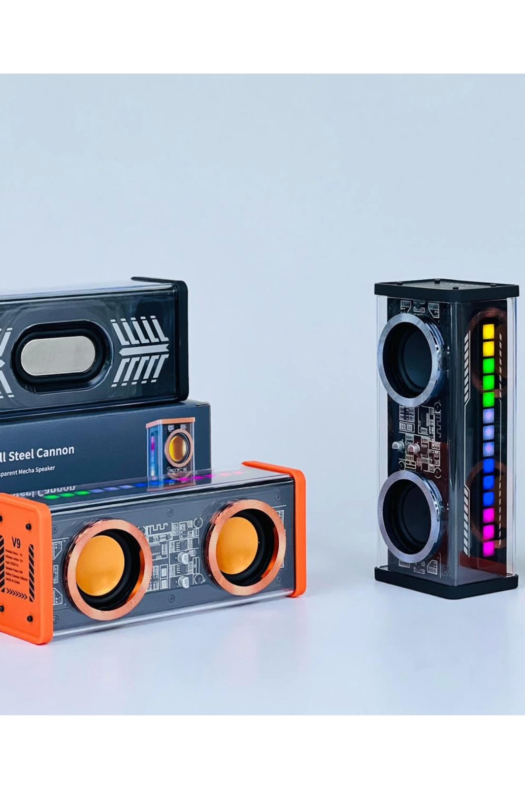 Just Cheap Store Şeffaf Mecha Müzik Tws Stereo Rgb İşikli Hoparlör Kablosuz Blueto