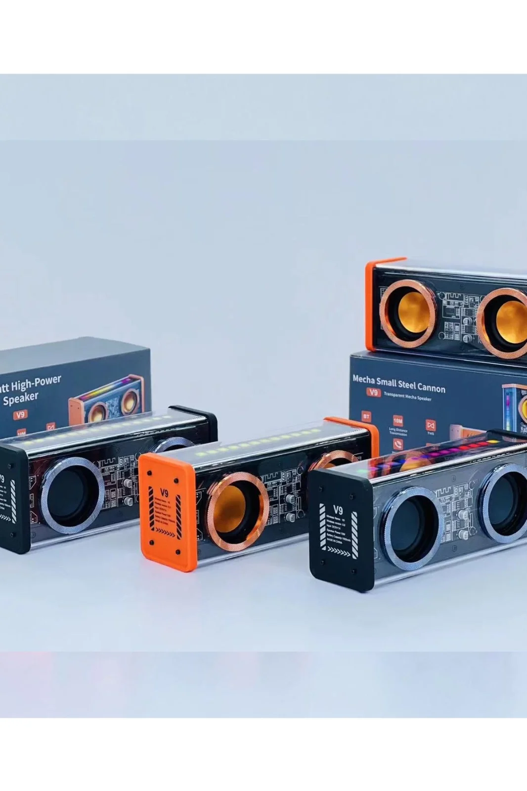 Şeffaf Mecha Müzik Tws Stereo Rgb İşıklı Hoparlör Kablosuz Bluetooth 5.0 Taşınabilir Hoparlör V9 Fiyatı, Yorumları ve Özellikleri