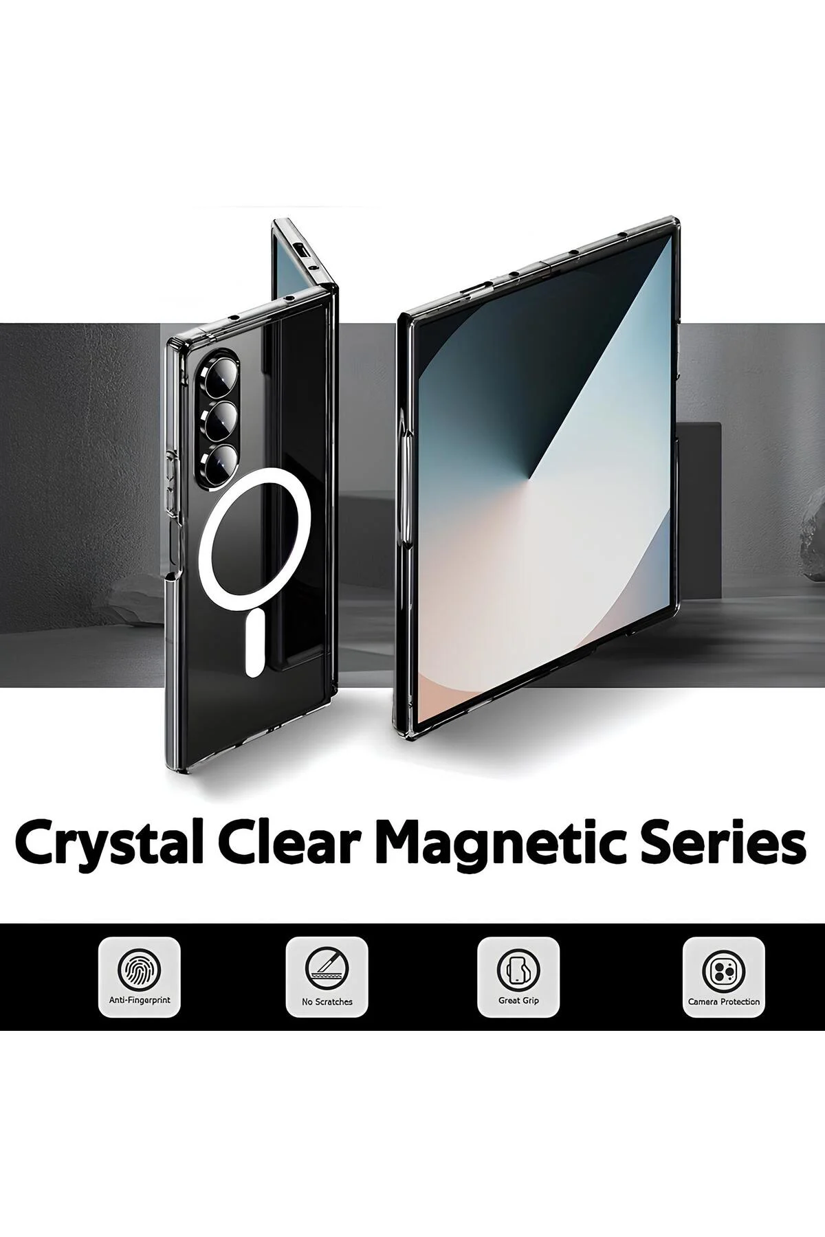 Şeffaf Mika Sararmaz Sert Magsafe Kılıf Galaxy Z Fold 4