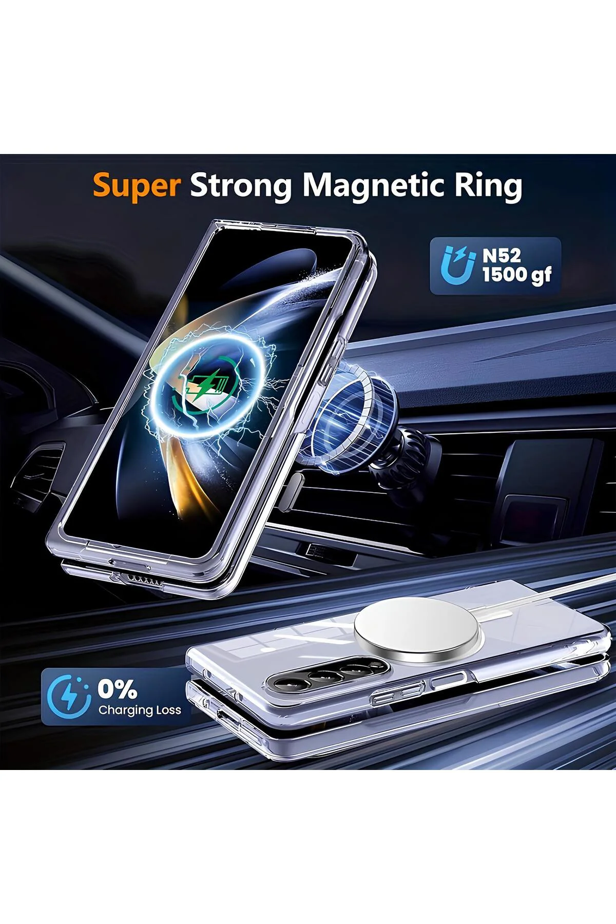 Şeffaf Mika Sararmaz Sert Magsafe Kılıf Galaxy Z Fold 4
