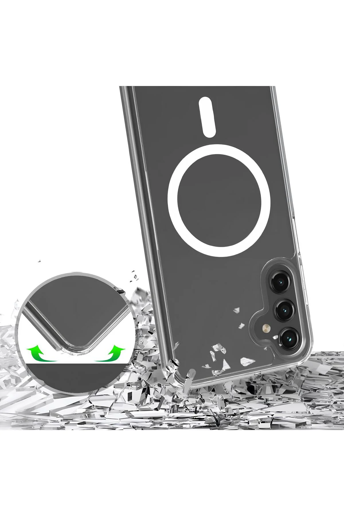 Şeffaf Mika Sararmaz Sert Magsafe Kılıf Galaxy S24