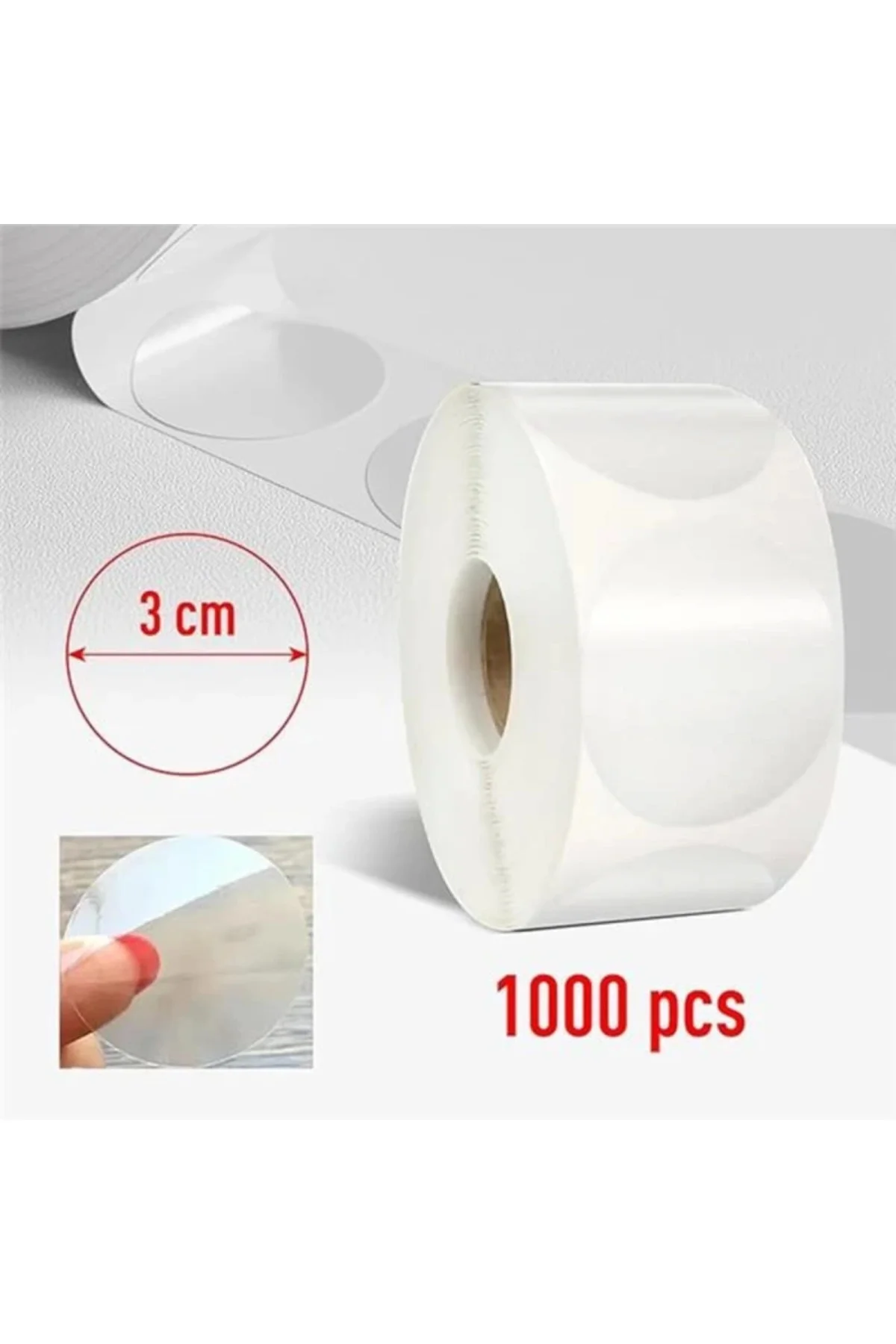 Şeffaf Paketleme Etiketi Yuvarlak Paketleme Etiketleri 3 cm Çapında Şeffaf mühür