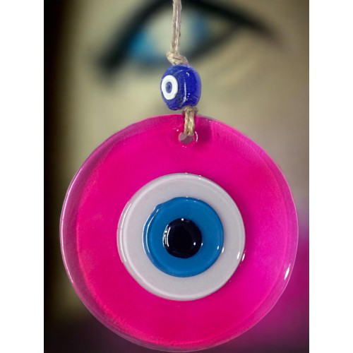 Şeffaf Pembe Nazar Boncuklu Duvar Süsü 10 Cm Cam Duvar Dekoru Şeffaf Pembe Nazar Boncuklu Duvar Süsü 10 Cm Cam Duvar Dekoru