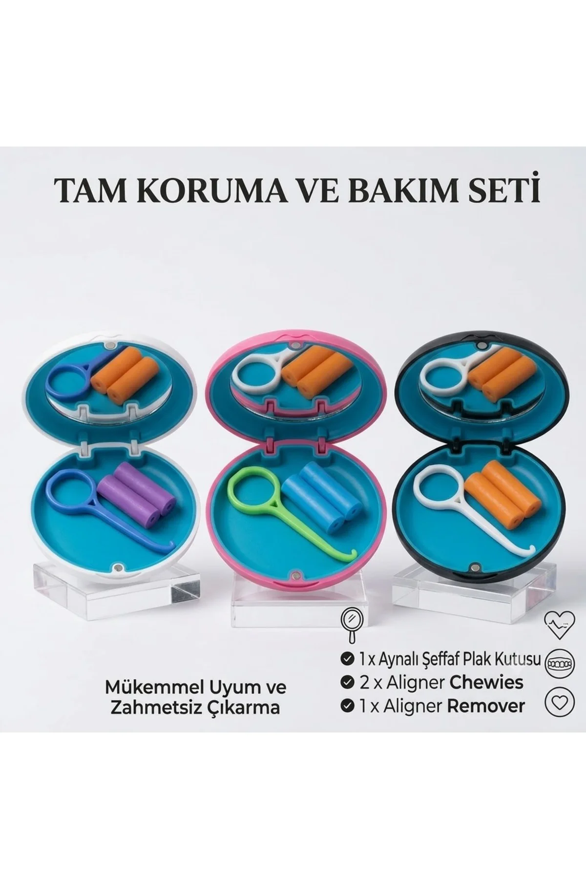 Şeffaf Plak Bakım Seti Aynalı Kutu, 2 Chewies ve Plak Çıkarma Aparatı - Karışık Renk Şeffaf Plak Bakım Seti Aynalı Kutu, 2 Chewies ve Plak Çıkarma Aparatı - Karışık Renk