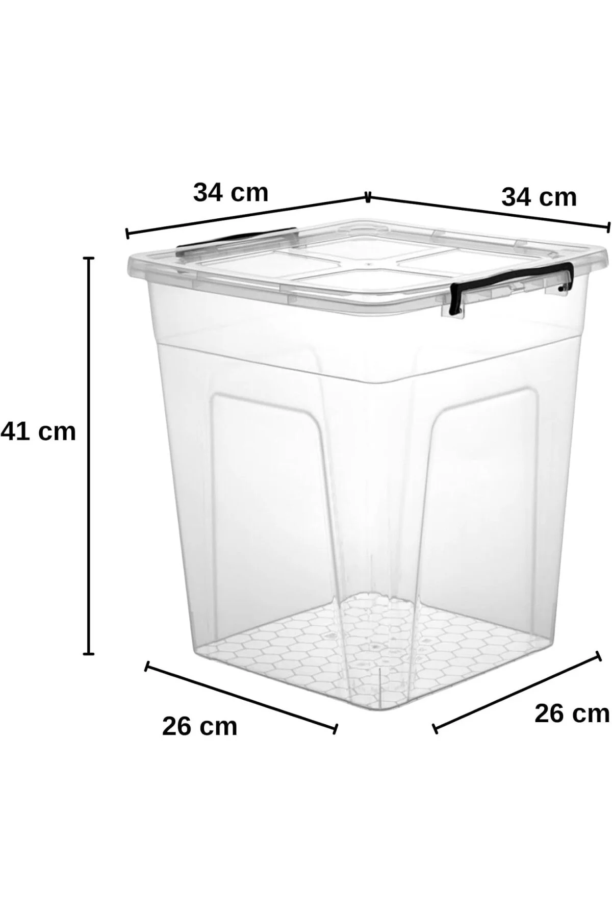 Şeffaf Plastik Saklama Kutusu, Kilitli Kapaklı - 34 * 36,5 * 41 cm (30 LİTRE)