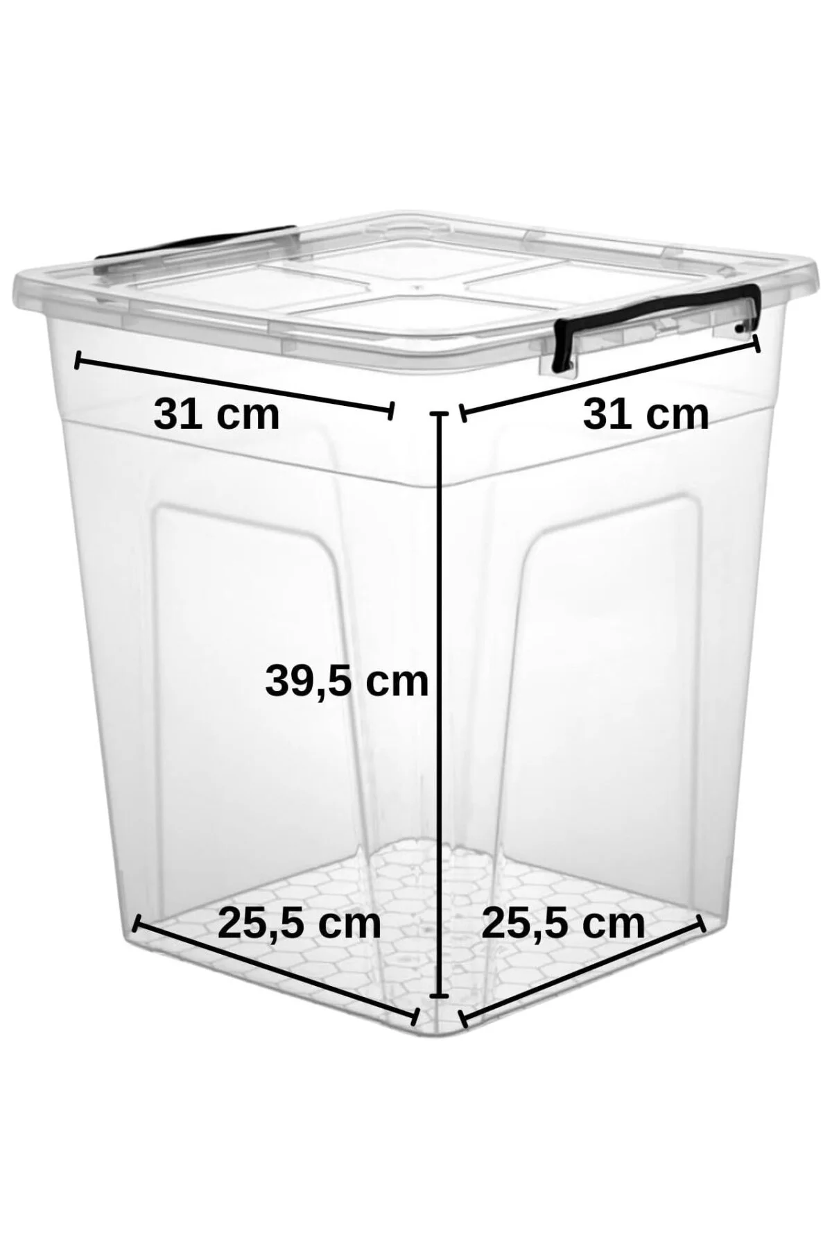 Şeffaf Plastik Saklama Kutusu, Kilitli Kapaklı - 34 * 36,5 * 41 c