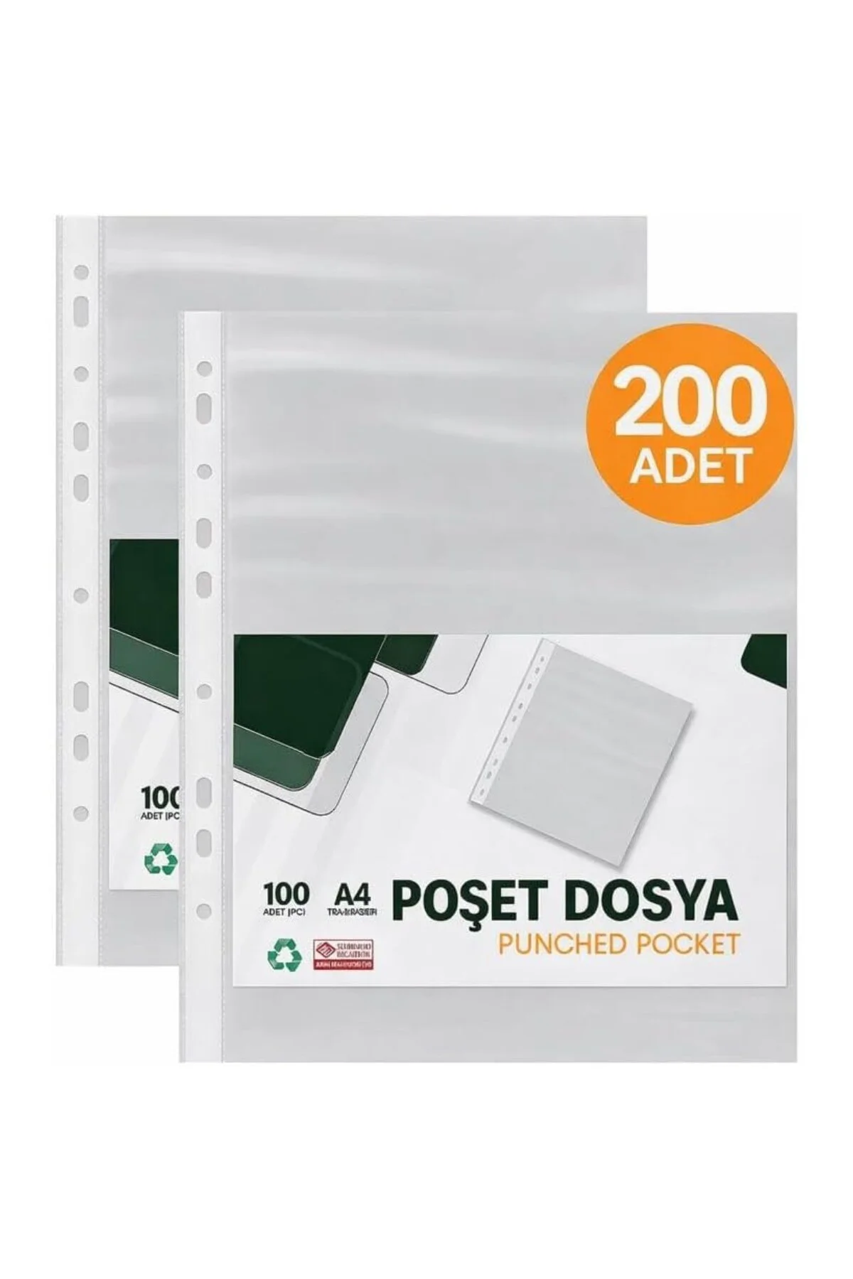 Şeffaf Poşet Dosya 100'Lü - 2 Paket - Delikli, Klasör Uyumlu (A4)