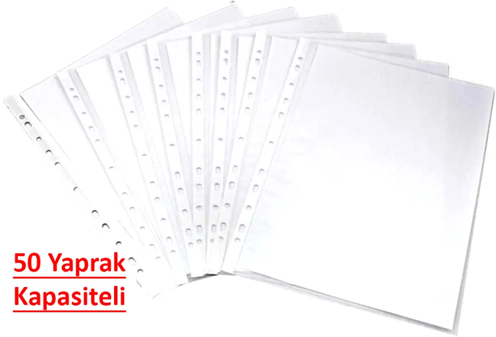 Şeffaf Poşet Dosya 50 Yaprak Kapasiteli , 100'lü