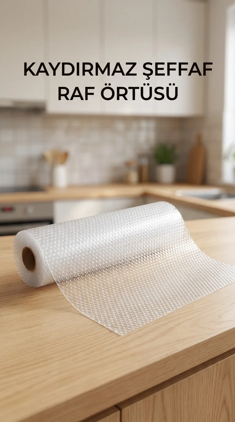 Şeffaf PVC Raflık Kaymaz Çekmece Örtüsü 45x300 cm Mutfak Dolap İçi Koruyucu