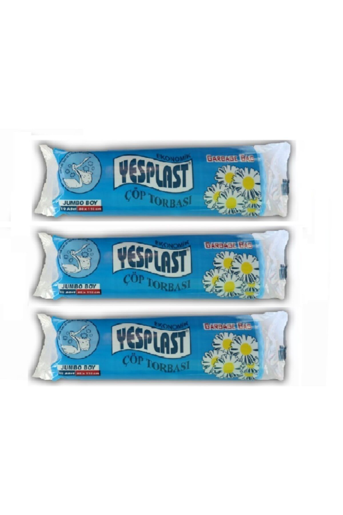 Yesplast Şeffaf Renk Jumbo Boy 80*110 3Lü Paket Çöp Torbası