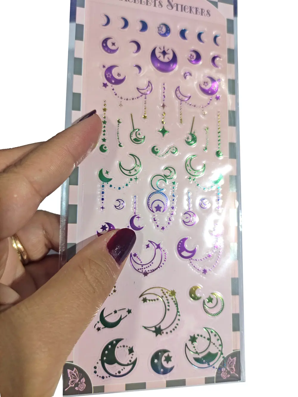 Şeffaf Renkli Sticker 7x17 cm - Ay yıldız Tarot