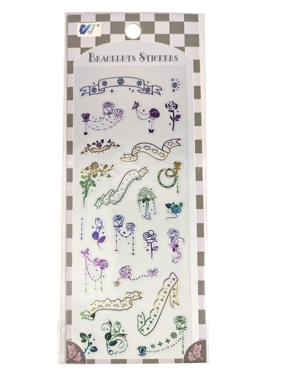 Şeffaf Renkli Sticker 7x17 cm - Çiçek Gül