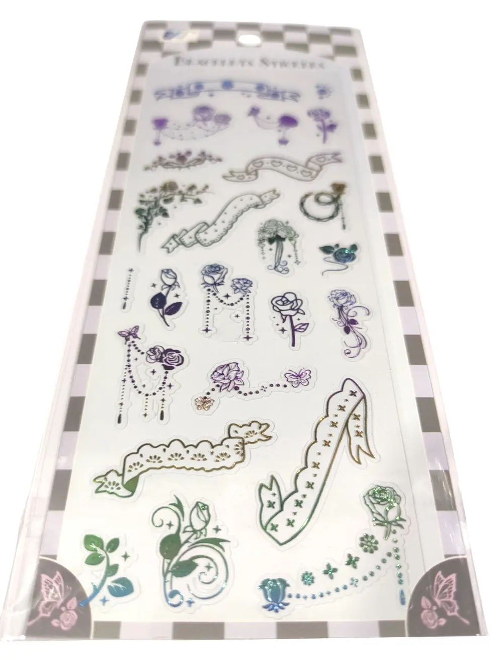 Şeffaf Renkli Sticker 7x17 cm - Çiçek Gül