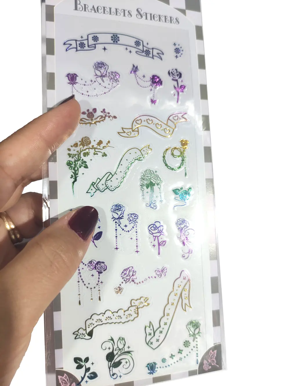 Şeffaf Renkli Sticker 7x17 cm - Çiçek Gül