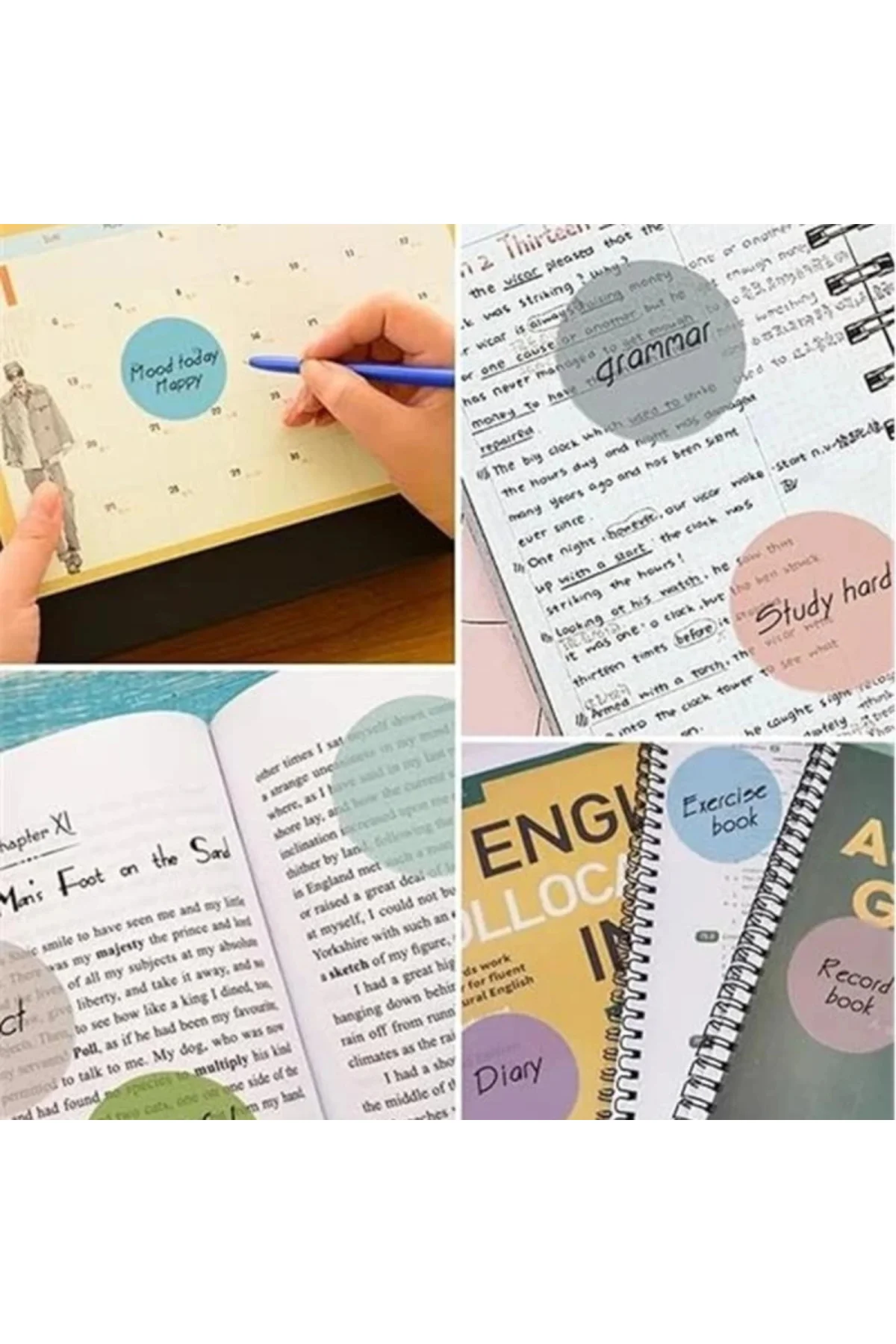 Şeffaf Renkli Yapışkan Post İt Daire Not Kağıdı Dairenot (5 li Set 2)
