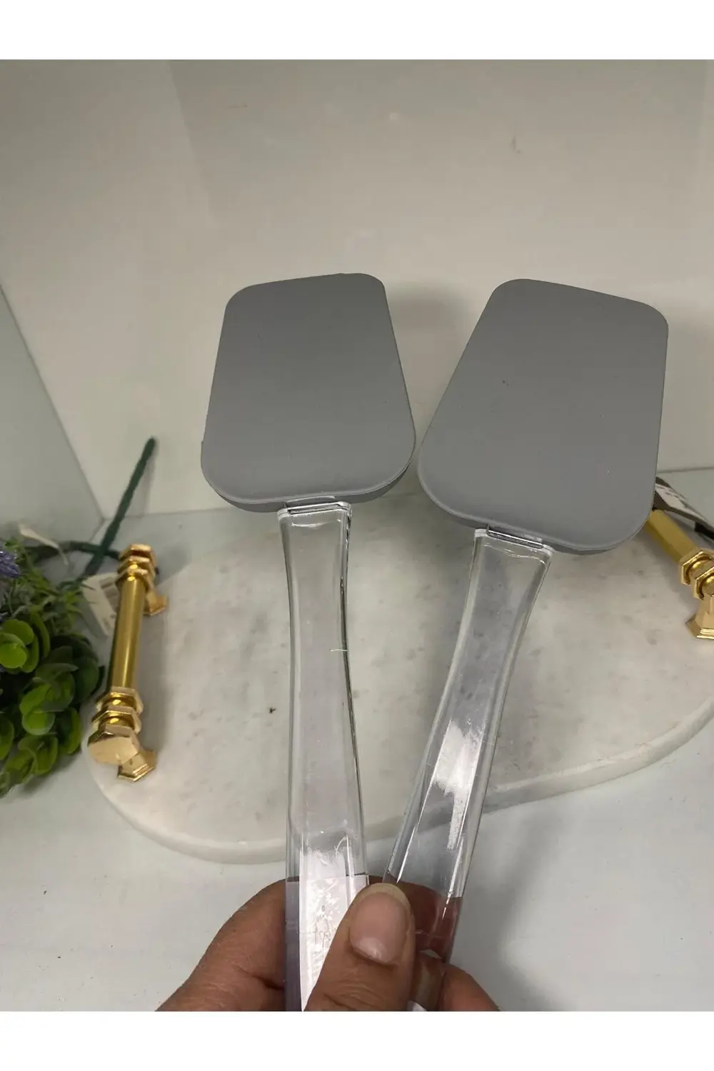 Şeffaf Saplı Silikon Spatula 2 Li Antrasit