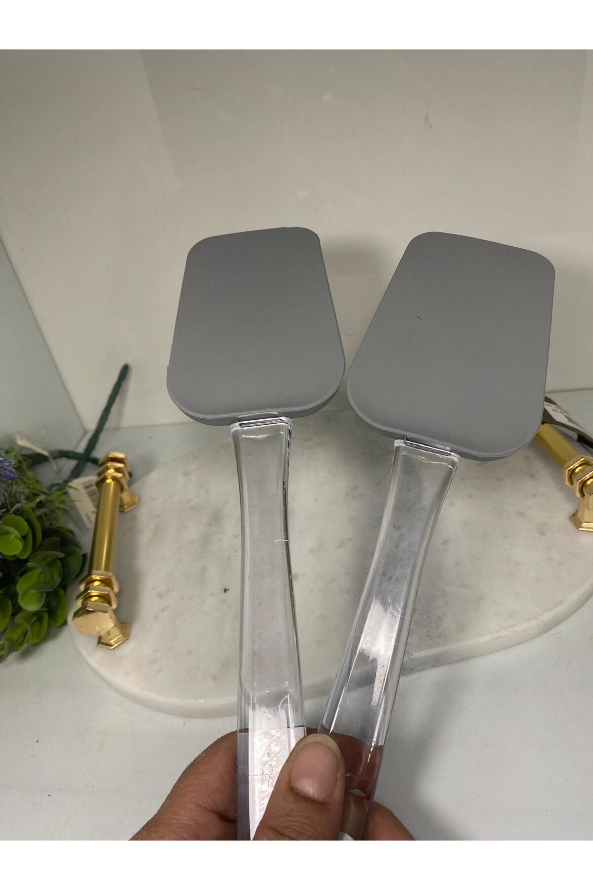 Elif Aksesuar Şeffaf Saplı Silikon Spatula 2 Li Antrasit