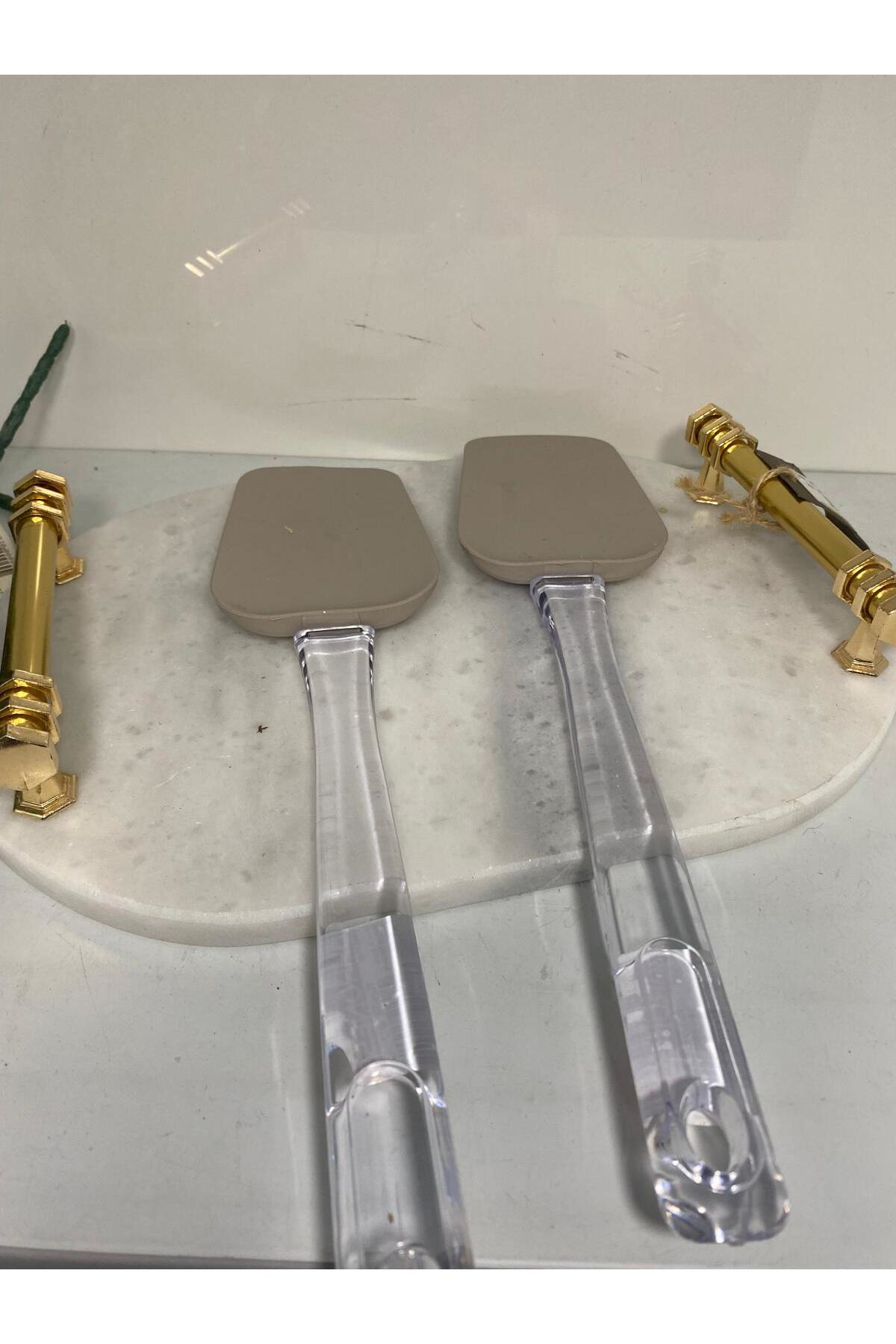 Elif Aksesuar Şeffaf Saplı Silikon Spatula 2 Li Kapiçino