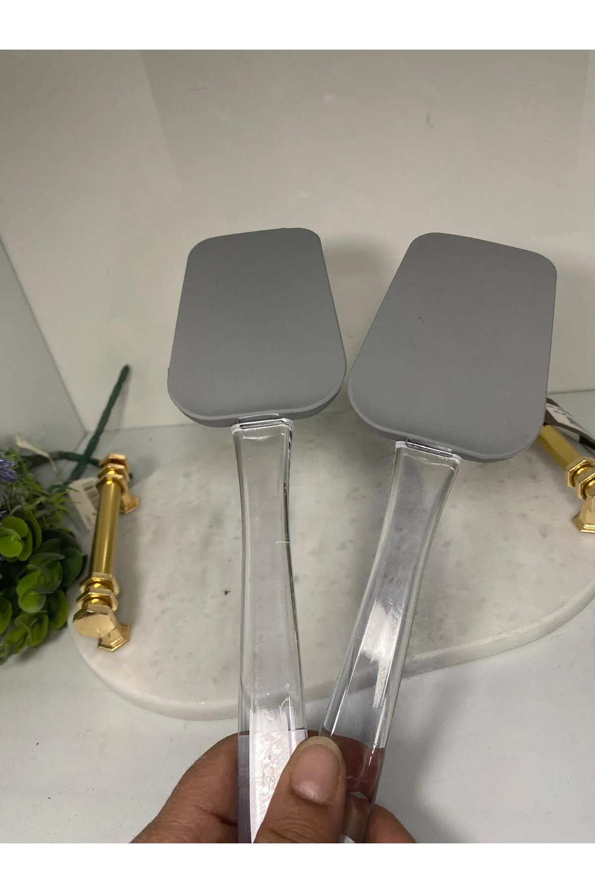 Şeffaf Saplı Silikon Spatula 2 Li Antrasit Şeffaf Saplı Silikon Spatula 2 Li Antrasit