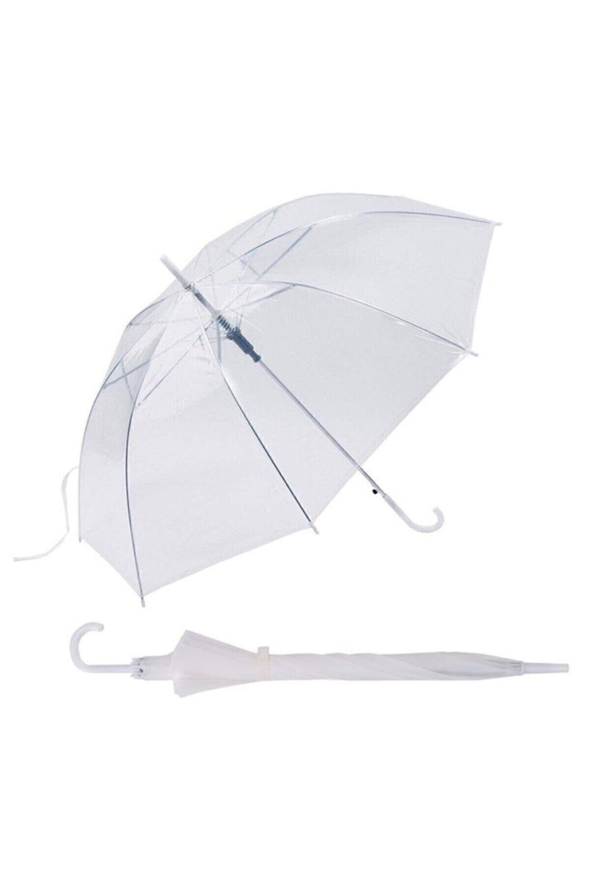 Cumboo Şeffaf Şemsiye Kolay Tutuşlu Saplı 8 Telli Çocuk Okul Şeffaf Şems