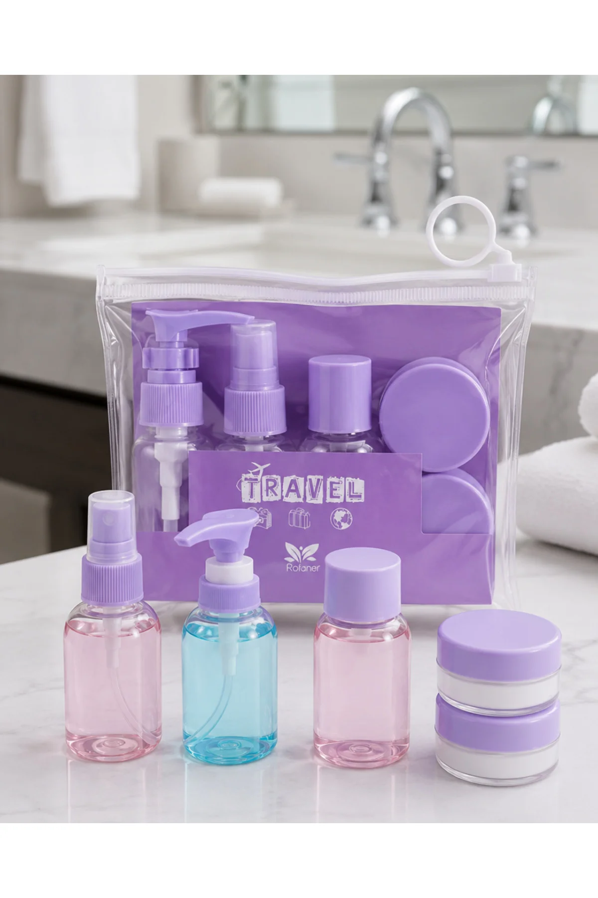 Şeffaf Seyahat Dolum Şişesi Seti 5 Parça Kozmetik Organizer