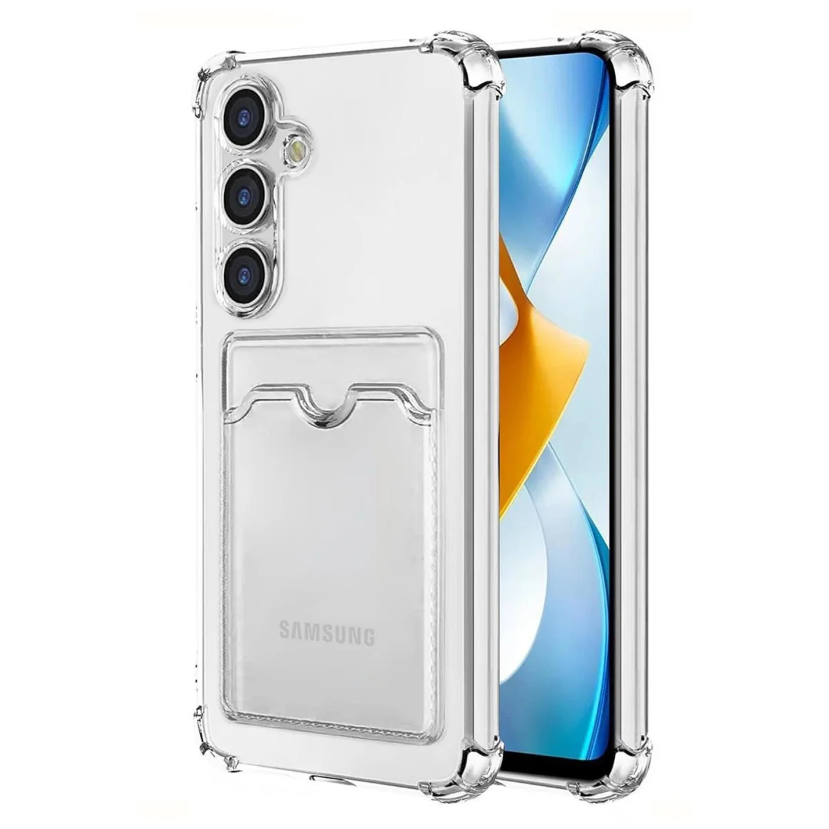 Şeffaf Silikon Kılıf Galaxy S24 - 0.7mm Ekran Koruma ve Kart Alanlı