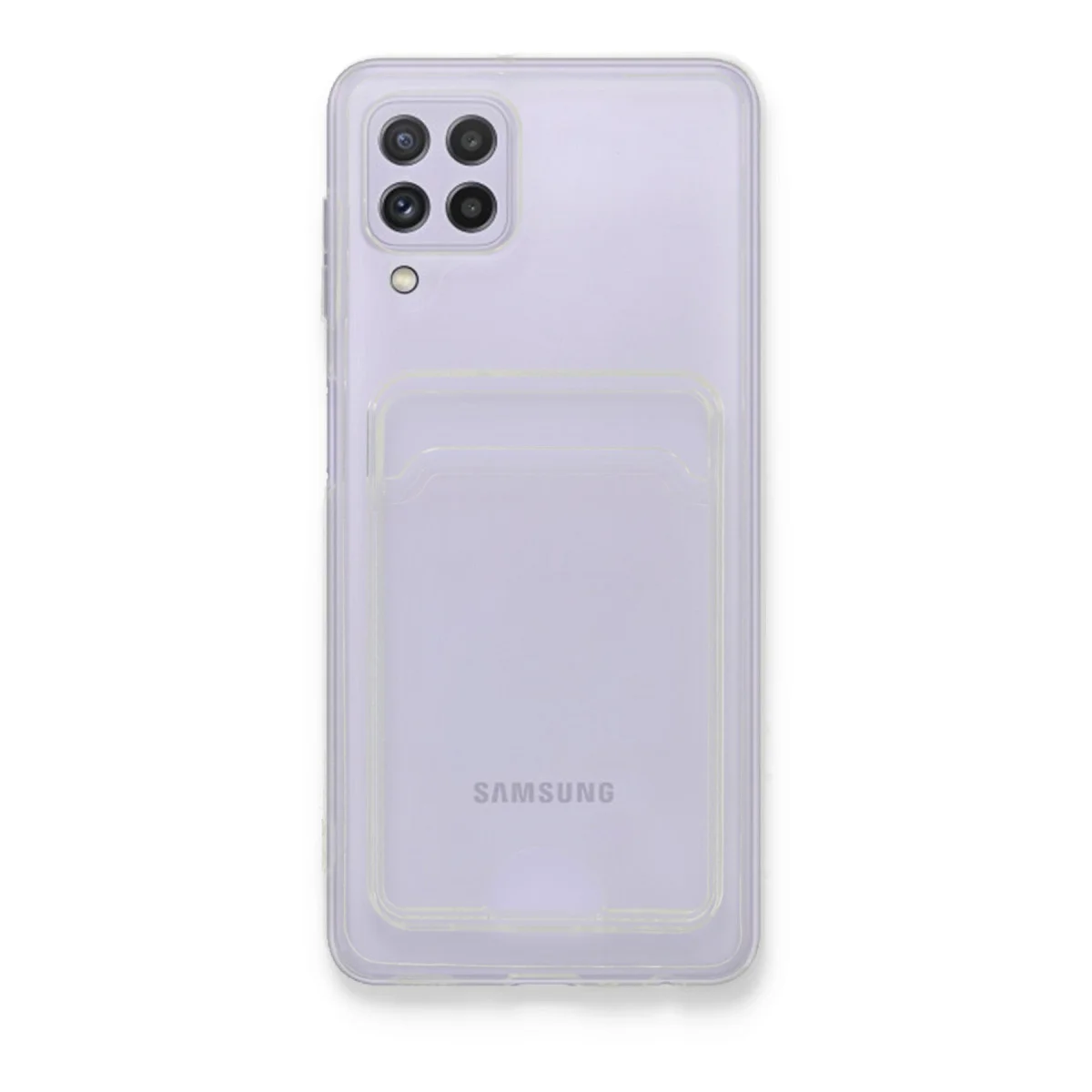 Şeffaf Silikon Kılıf - Galaxy A22 Kartlı Koruyucu Kılıf