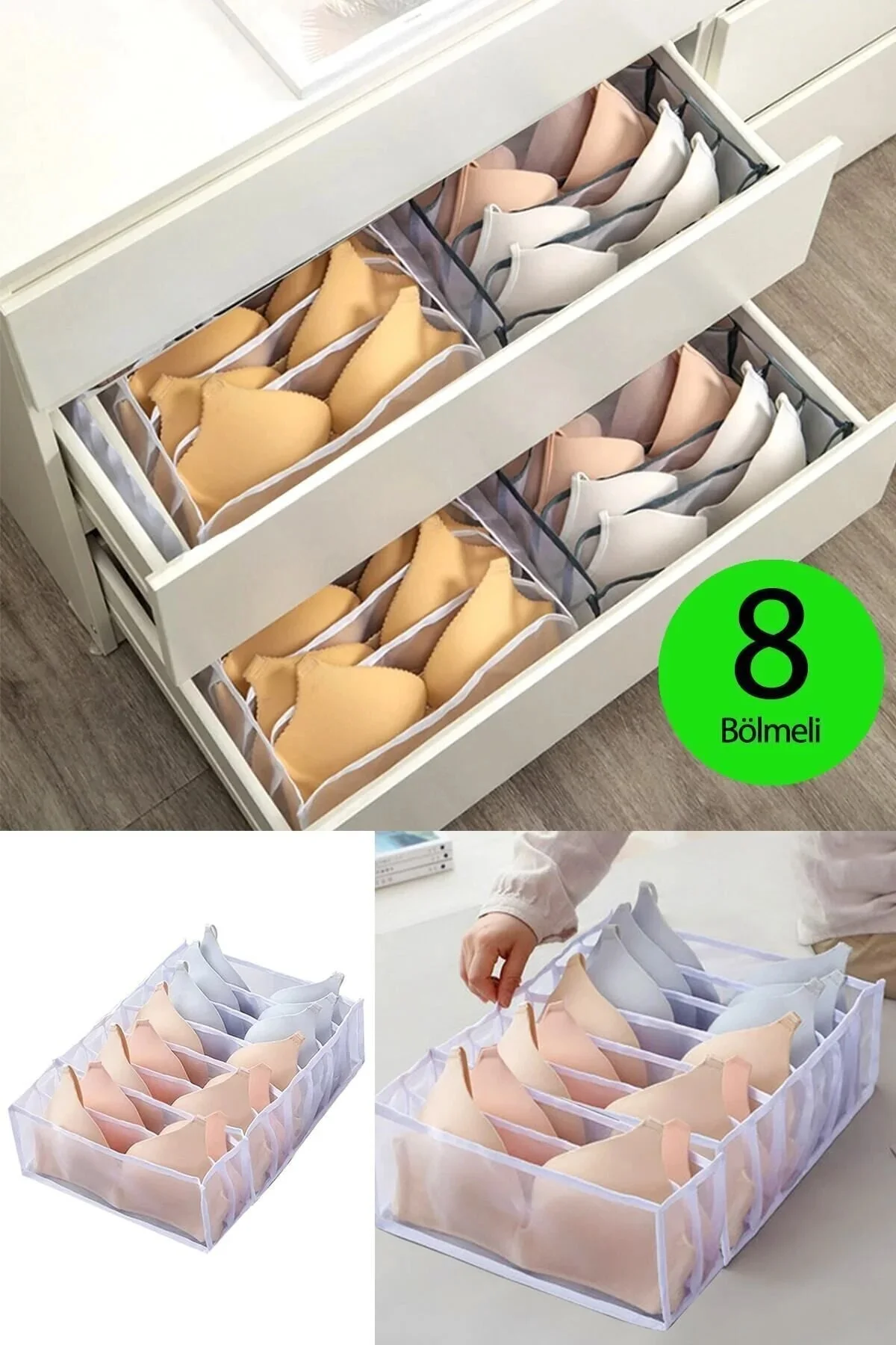 Şeffaf Sütyen Düzenleyici Çekmece Dolap İçi Organizer 36 X 29 X 1