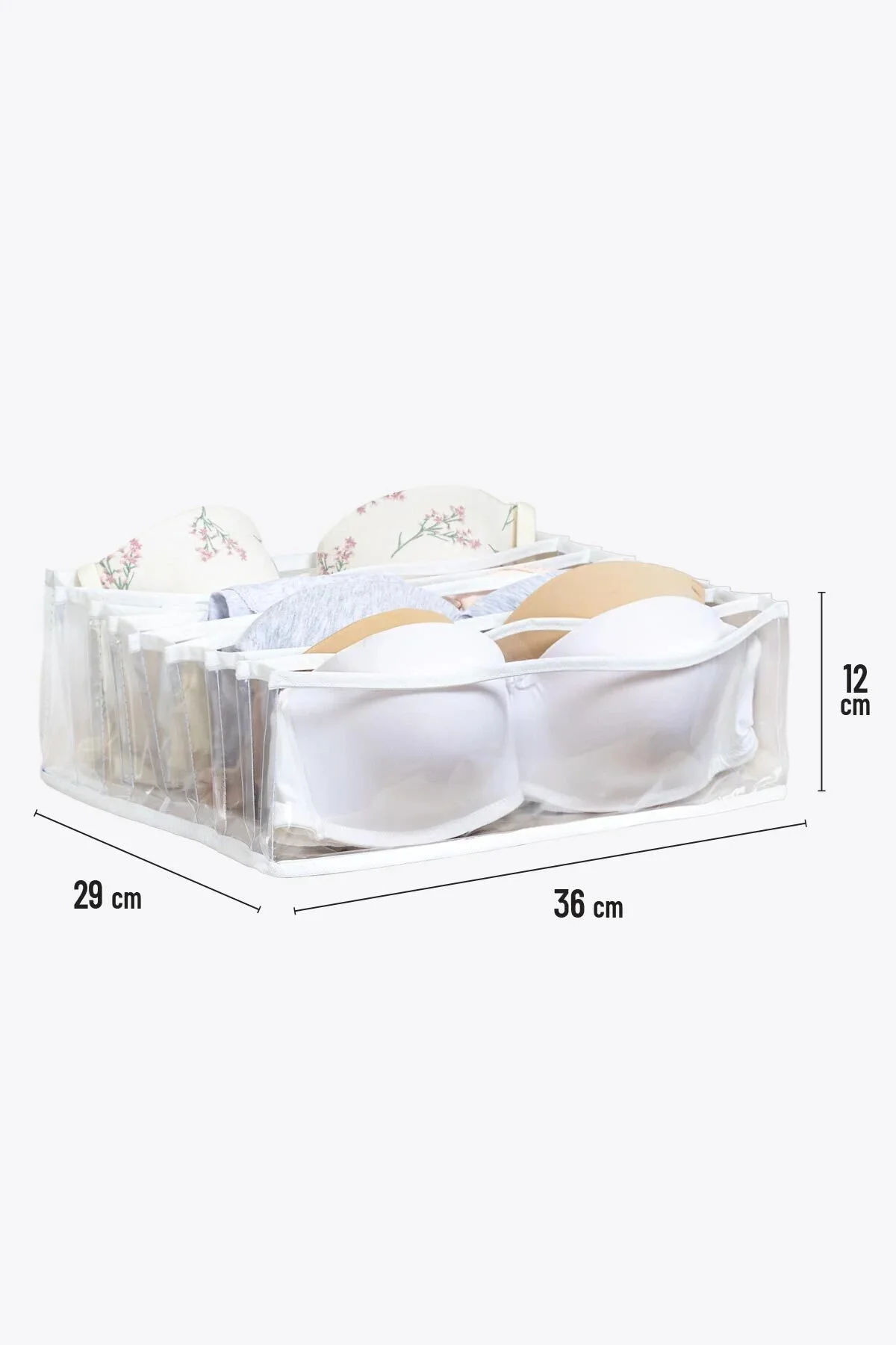 Şeffaf Sütyen Düzenleyici Çekmece Dolap İçi Organizer 36 X 29 X 1