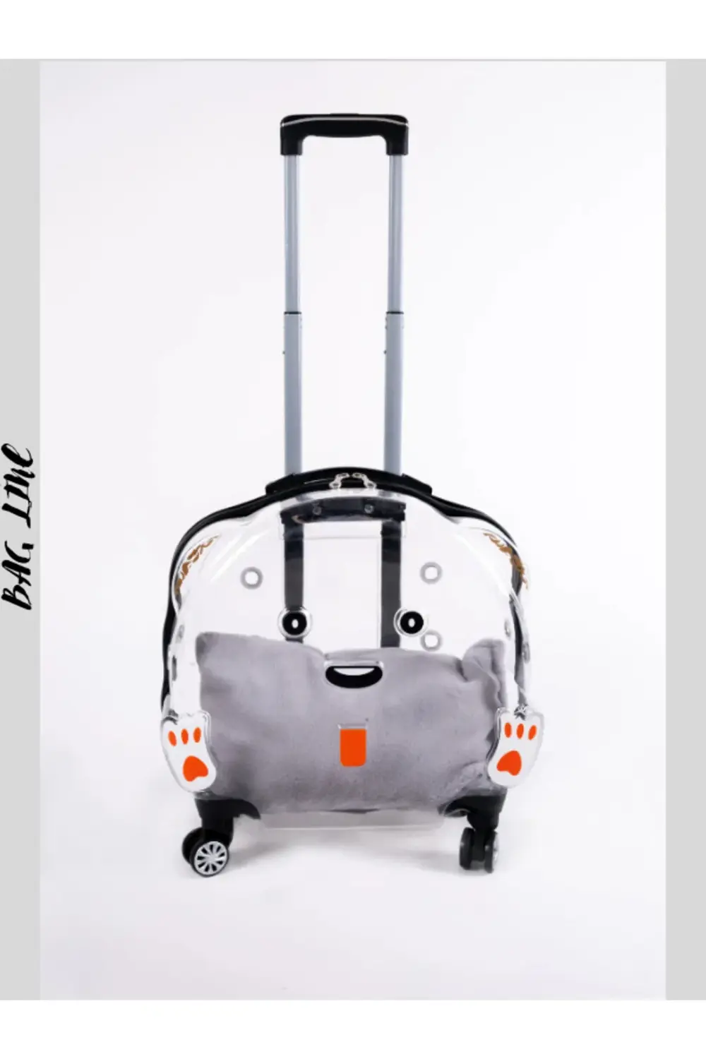Şeffaf Tekerlekli Kedi Köpek Taşıma Valizi Çekçekli Büyük Model S