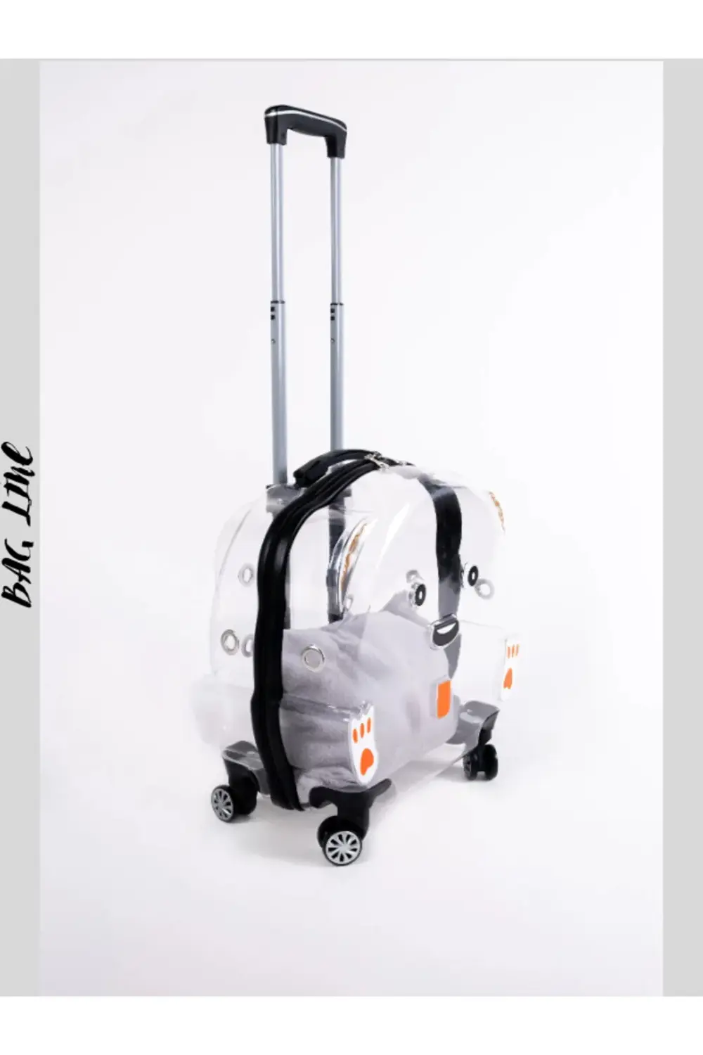 Şeffaf Tekerlekli Kedi Köpek Taşıma Valizi Çekçekli Büyük Model S