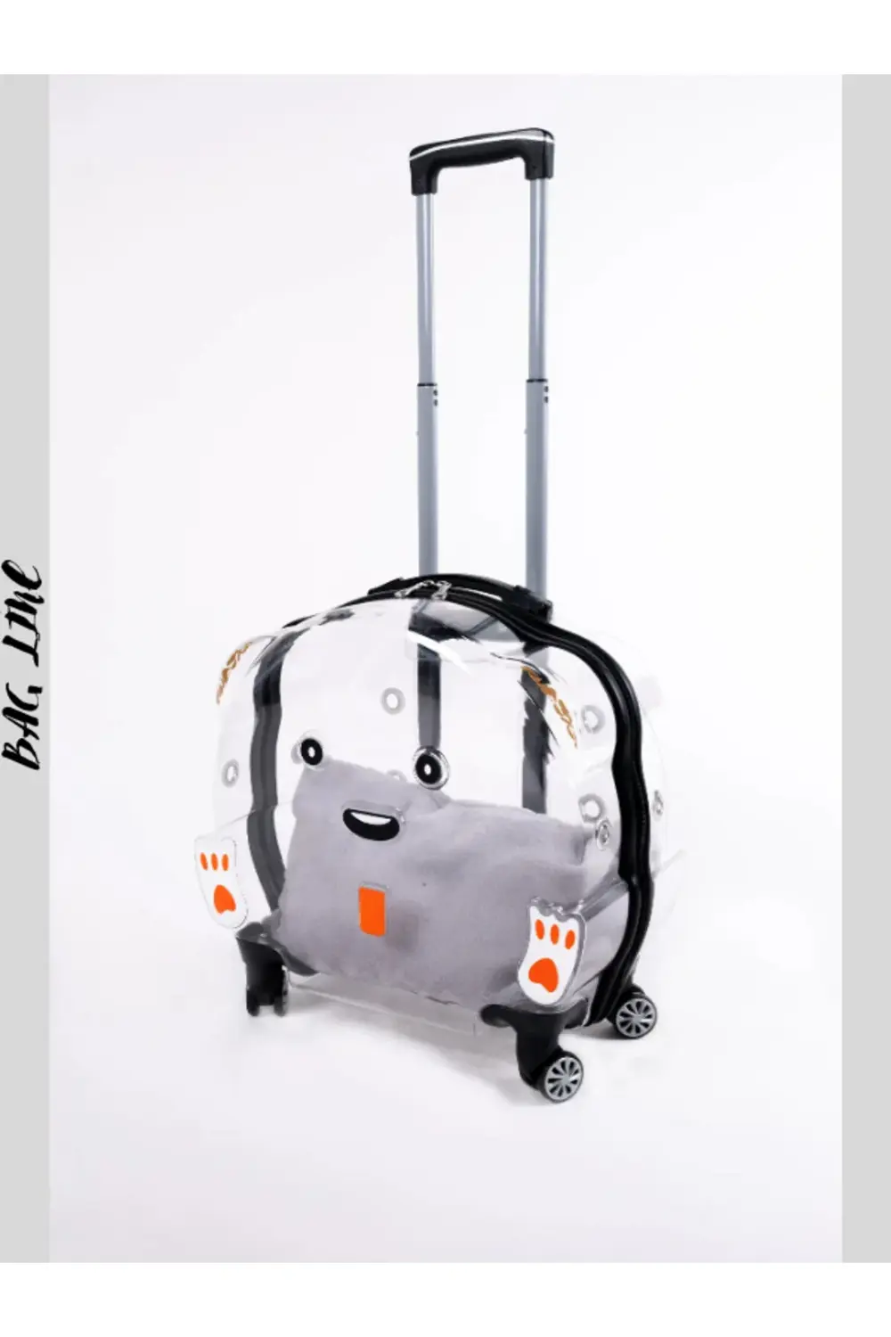 Şeffaf Tekerlekli Kedi Köpek Taşıma Valizi Çekçekli Büyük Model S