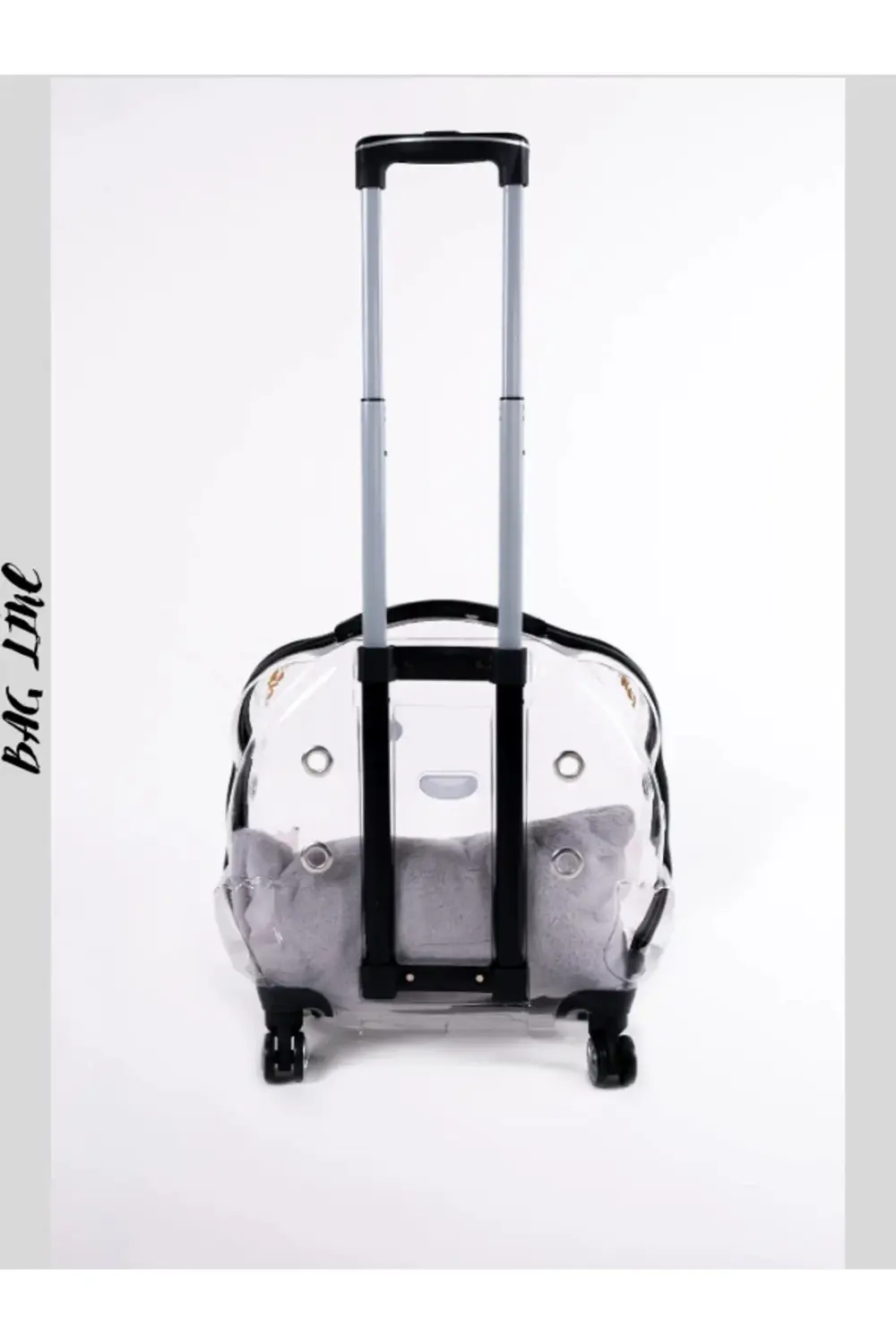 Şeffaf Tekerlekli Kedi Köpek Taşıma Valizi Çekçekli Büyük Model S