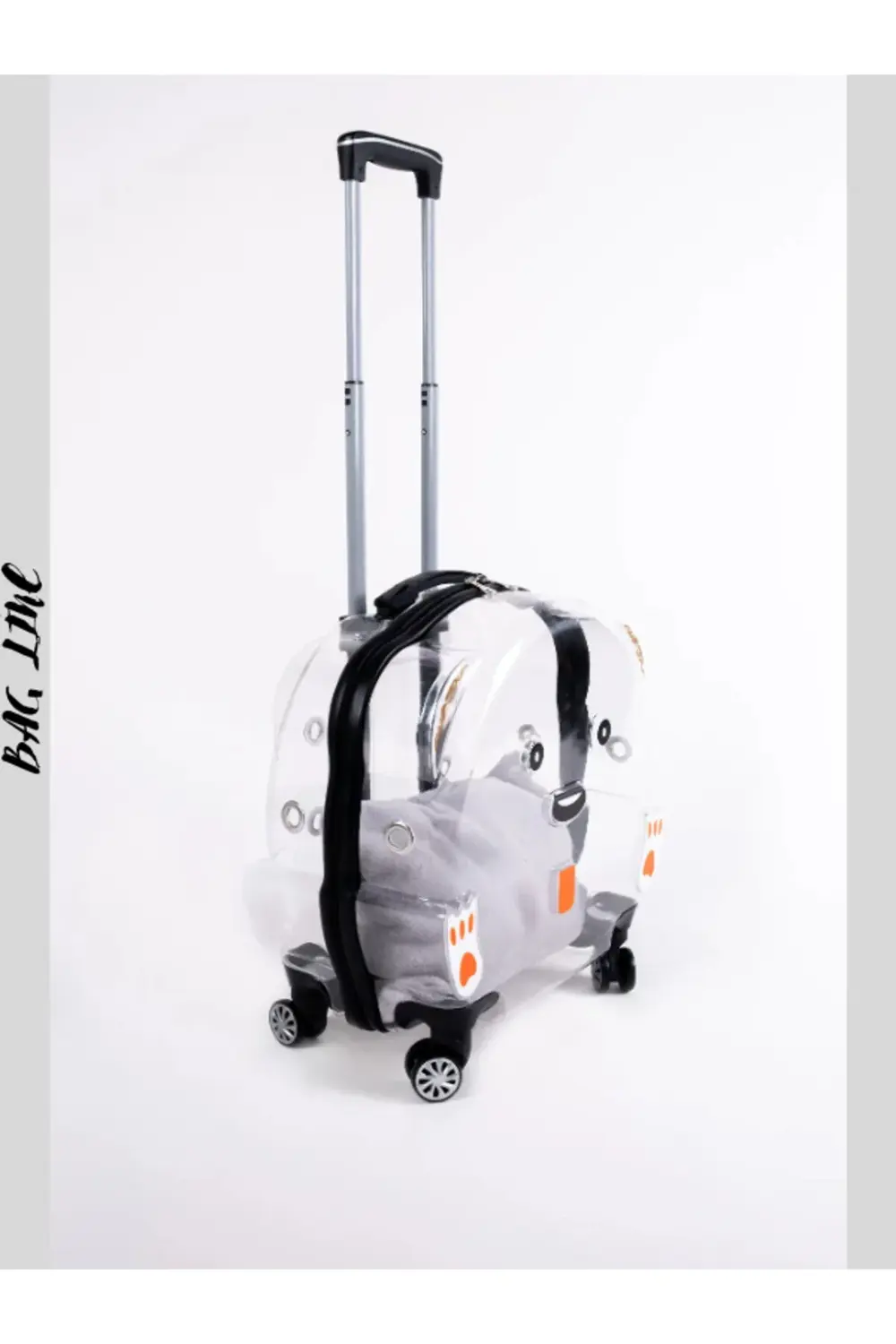 Şeffaf Tekerlekli Kedi Köpek Taşıma Valizi Çekçekli Büyük Model S