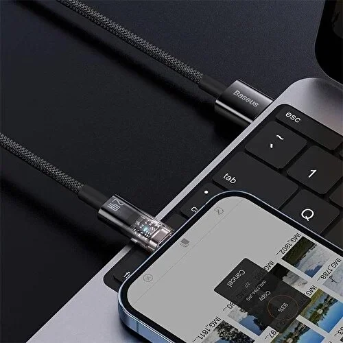 Şeffaf Uçlu iPhone 45w Usb Hızlı ve Dayanıklı Şarj ve Data Işıklı Örgü Kablo 1 Metre Şeffaf Uçlu iPhone 45w Usb Hızlı ve Dayanıklı Şarj ve Data Işıklı Örgü Kablo 1 Metre