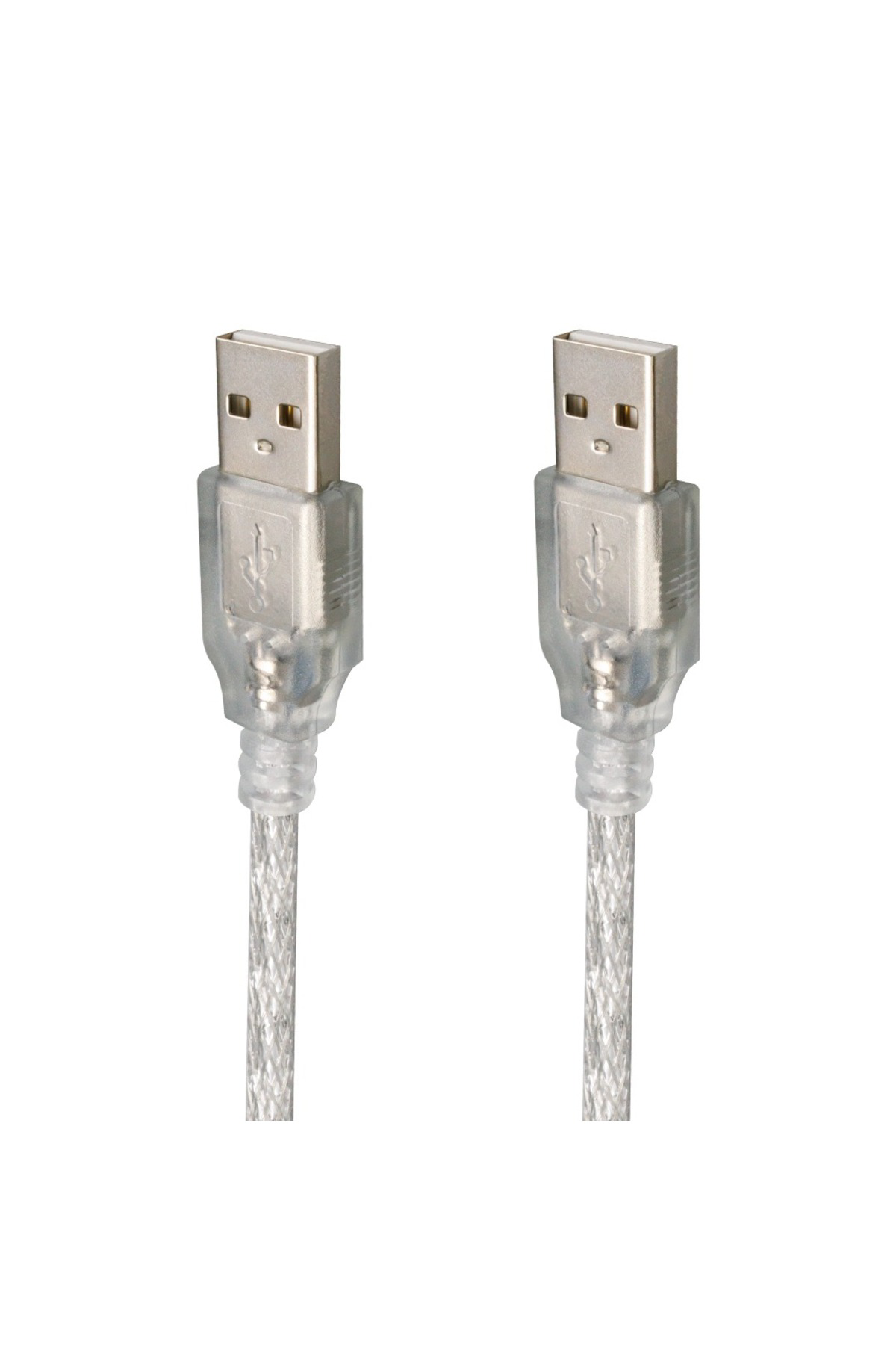 Şeffaf USB Erkek-Erkek 1.5m Kablo – Bilgisayar ve Cihaz Bağlantı 