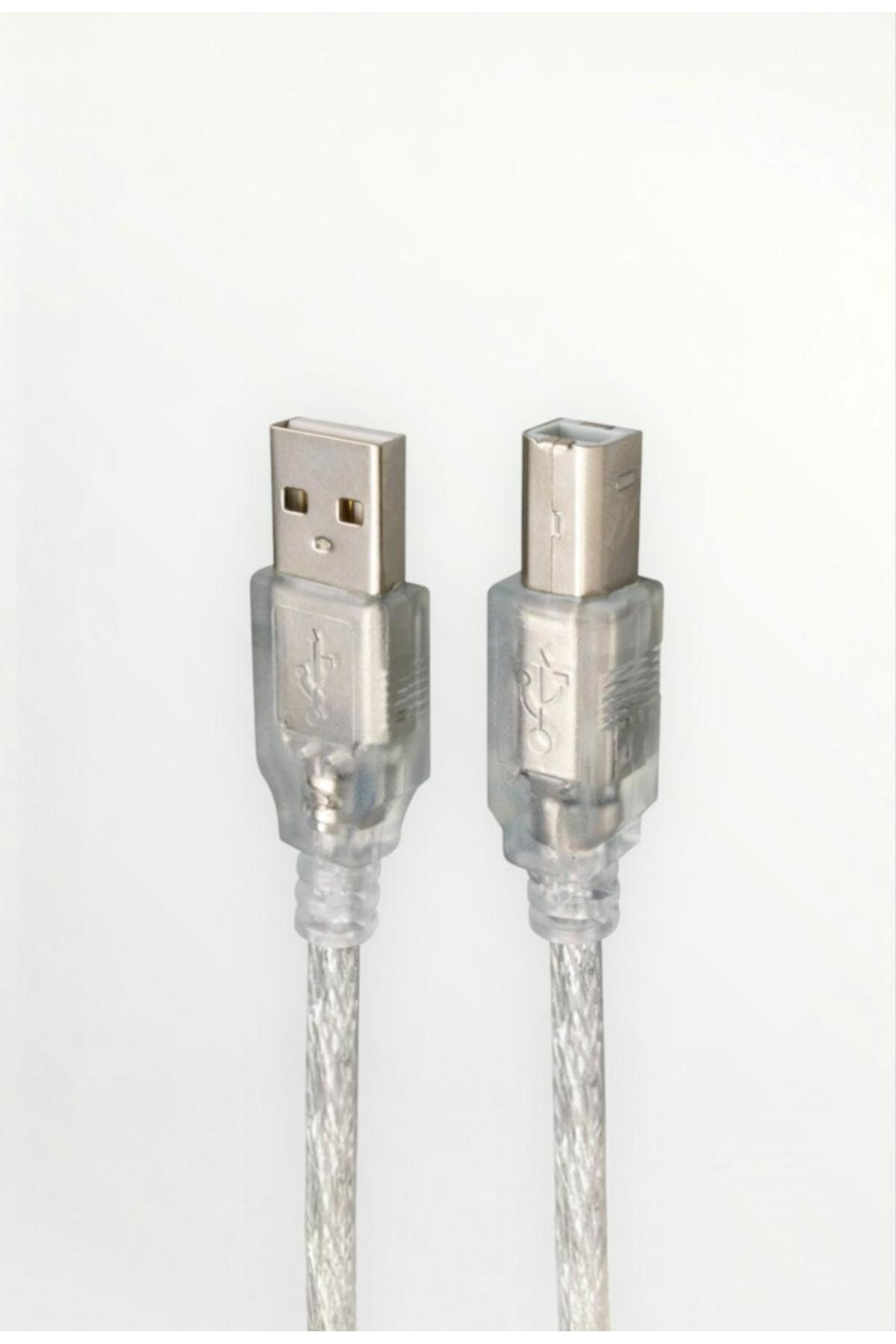 Şeffaf ve Mavi Tasarımlı USB 2.0 5m Yazıcı Bağlantı Kablosu