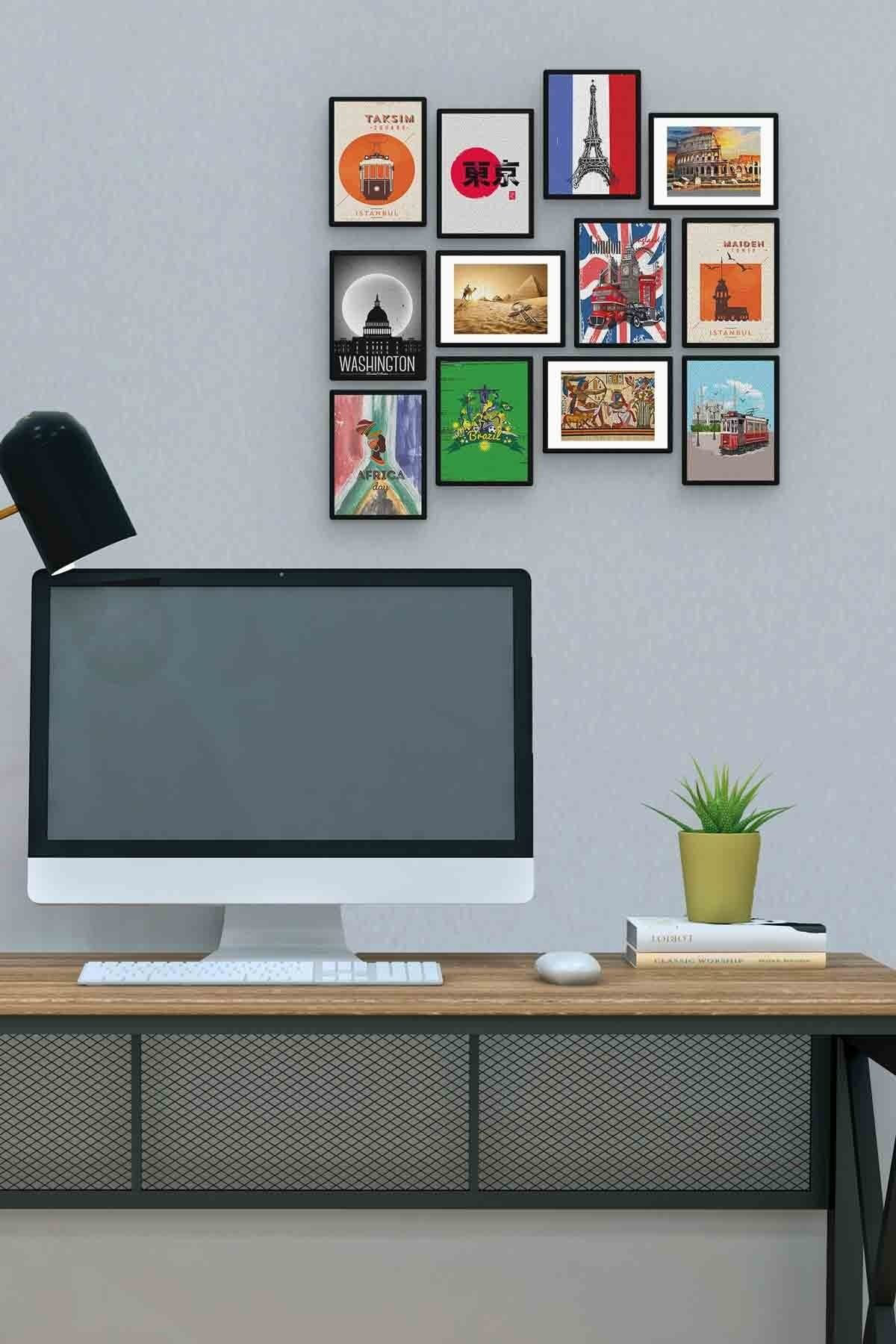 Şehirler 12 Parça Mdf (ahşap) Tablo Ofis Boyu 