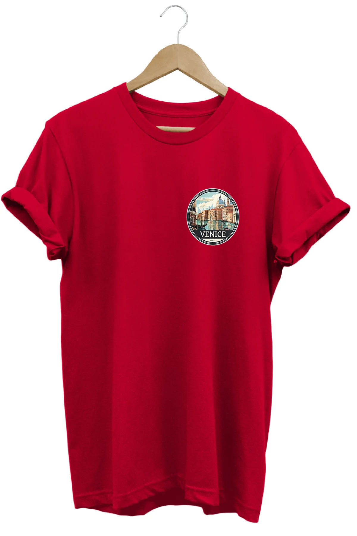 Şehirler Serisi Venice Baskılı %100 Pamuk Regular Fit Bisiklet Ya