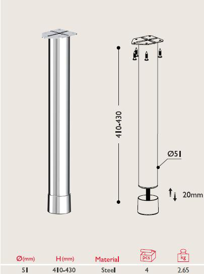 Sehpa Ayağı 13.851 - 51mm (4 Adet)