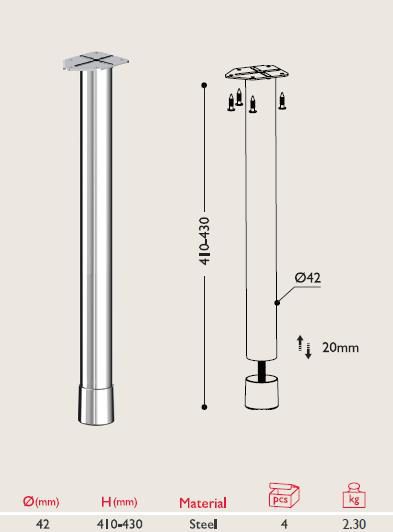 Sehpa Ayağı 13.841 - 42mm (4 Adet)