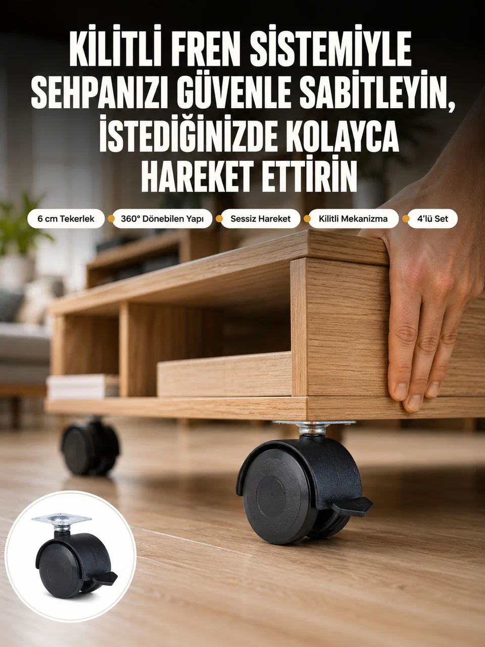 Sehpa Ve Restoran Arabası İçin Kilitli Ayak 4 Lü - Lisinya Diğer
