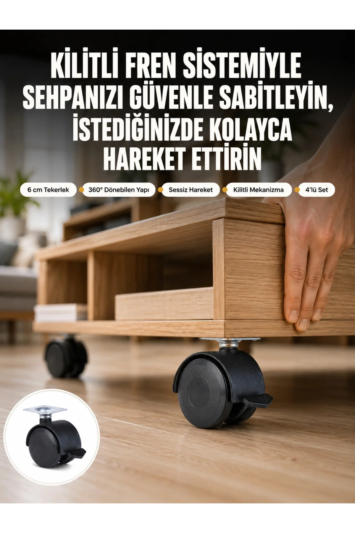 Sehpa ve Restoran Arabası İçin Kilitli Ayak 4’lü Sehpa ve Restoran Arabası İçin Kilitli Ayak 4’lü
