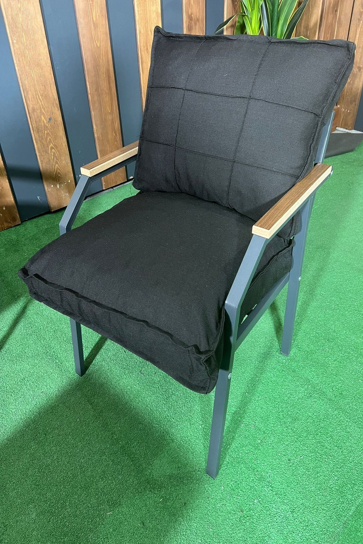 Sehpalı Gri Fermuarlı Bahçe Balkon Takımı, Cafe, Salon - Metal Ka